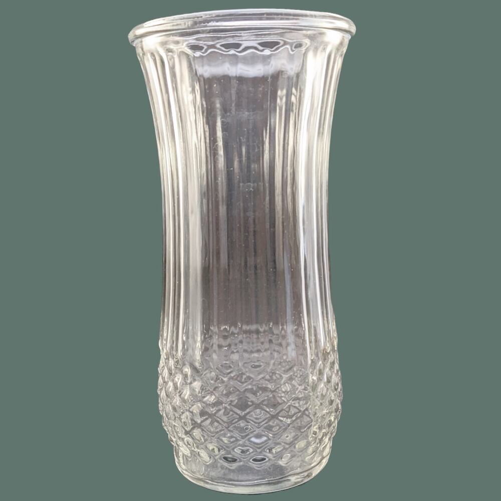 Vintage 1950s Hoosier Glass RIbbed and Diamond Vase 64A4089-A